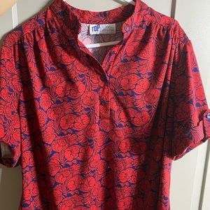 Vintage blue & red floral shirt